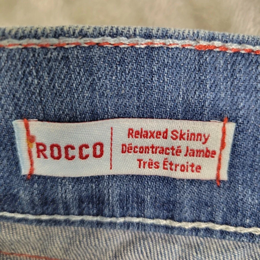 True Religion Rocco Mens Relaxed Skinny Medium Wash Blue 38x34 Cotton Casual